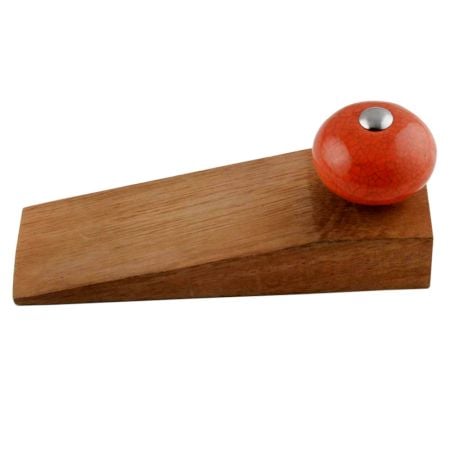 2 Pieces Orange Black Crackle Wooden Door Stopper